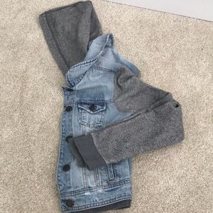 Jean jacket with sweat shirt material